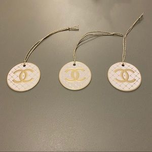 CHANEL White & Gold Tag or Christmas Tree Ornament